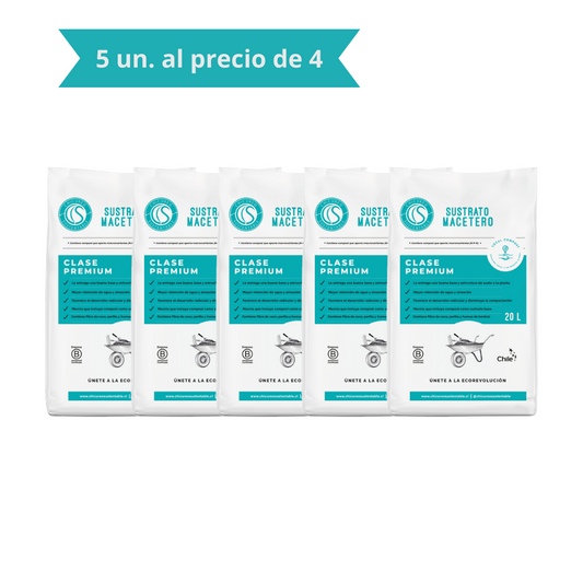Pack 5 Sustrato Maceteros 20L