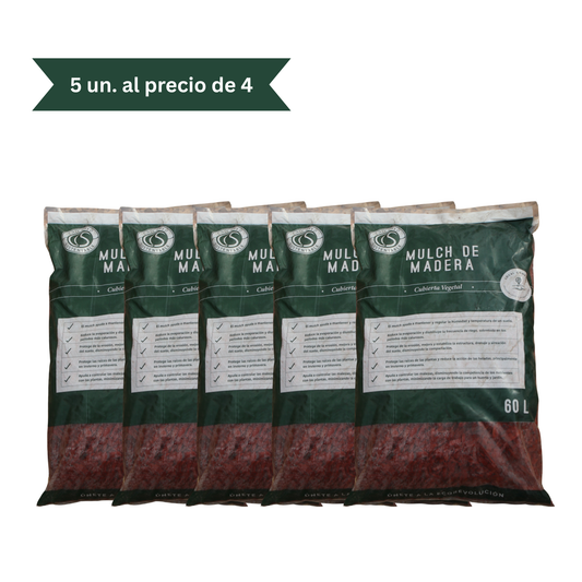 Pack 5 Mulch Rojo 60L